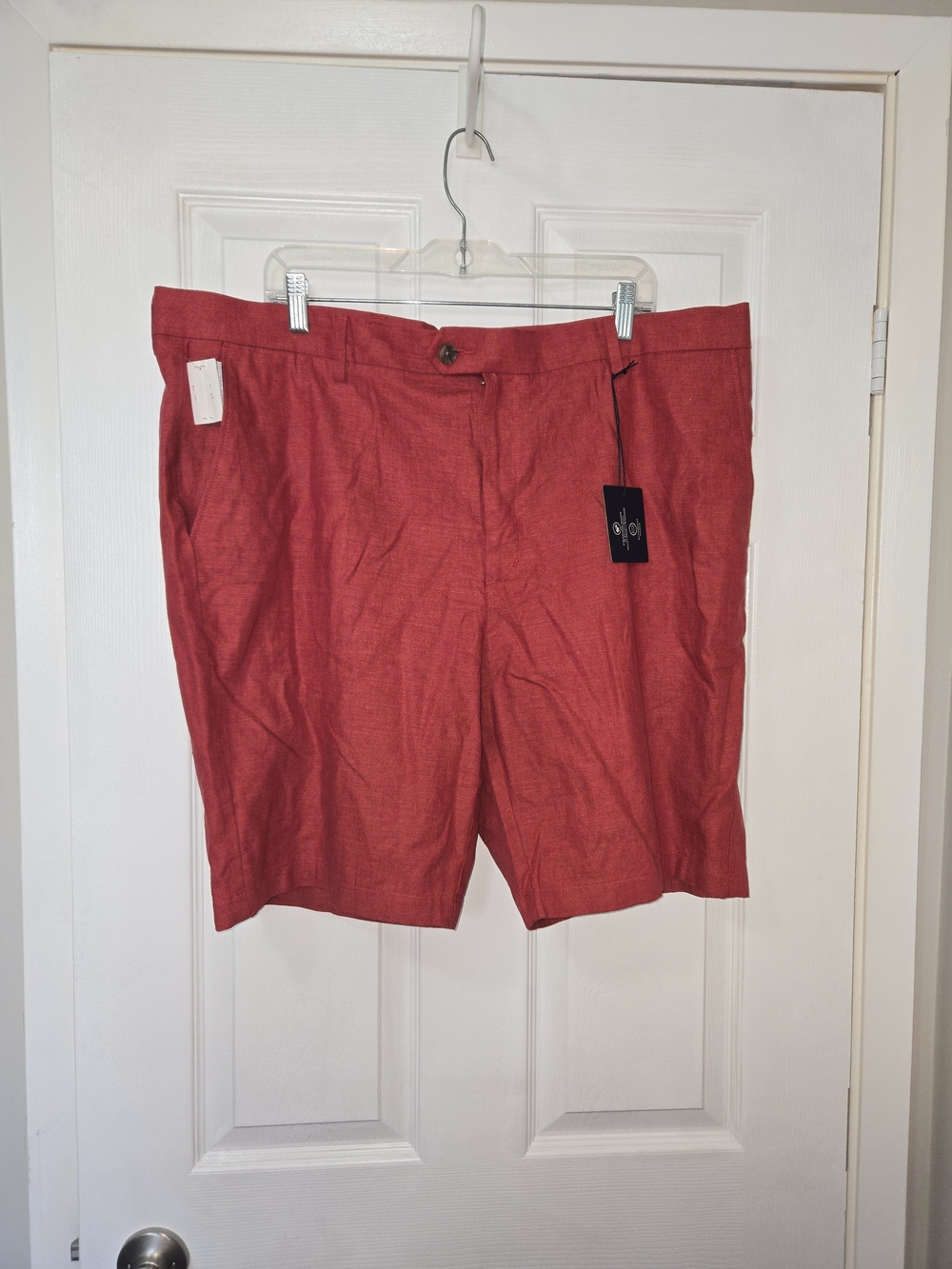 Joseph Abboud Men's Red Flat Front Casual Shorts